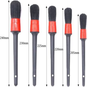 5 Pcs Premium Natural Boar Hair Detail Brush Set, Automotive Detailing Brushes for Cleaning Wheels Engine Interior Emblems Interior ExteriorAir Vents Promax.pk