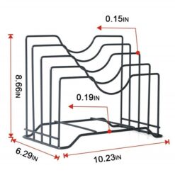 4 Slot Pan Cover Storage Rack Kitchen Cabinet Plate Pot Lid Organizer Stand promax.pk