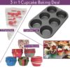 Baking Combo Deal = 6 Cupcake Muffin Baking Tray + 10 Disposable Icing Piping Bag + 50 pcs Cupcake Muffin Paper Liner Baking Cup promax.pk
